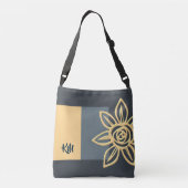 Monogrammed Crossbody Bag w. Huge Yellow Flower Tas (Achterkant)