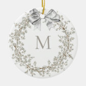 Monogrammed Crystal Krans Kerstmis Keramisch Ornament (Voorkant)
