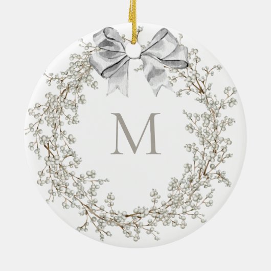 Monogrammed Crystal Krans Kerstmis Keramisch Ornament (Achterkant)