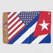 Monogrammed Cubaanse / Amerikaanse vlag golfhanddo Golfhanddoek (Horizontaal)