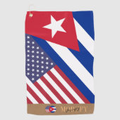 Monogrammed Cubaanse / Amerikaanse vlag golfhanddo Golfhanddoek (Voorkant)