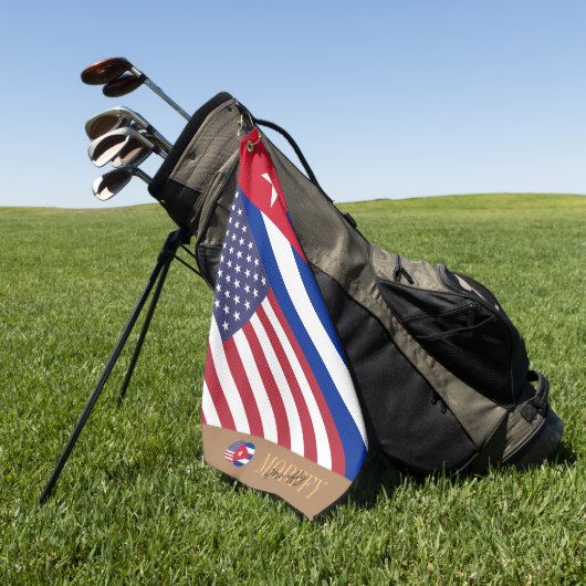 Monogrammed Cubaanse / Amerikaanse vlag golfhanddo Golfhanddoek (Groen)