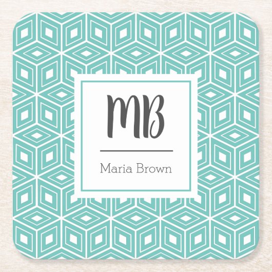 Monogrammed cube kartonnen onderzetters (Voorkant)