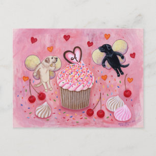 Monogrammed Cupcake and Labrador Fairies Briefkaart