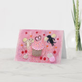 Monogrammed Cupcake en Labrador Verjaardag Kaart (Voorkant)