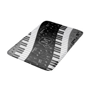 Monogrammed curve piano toetsen en muzieknoten badmat