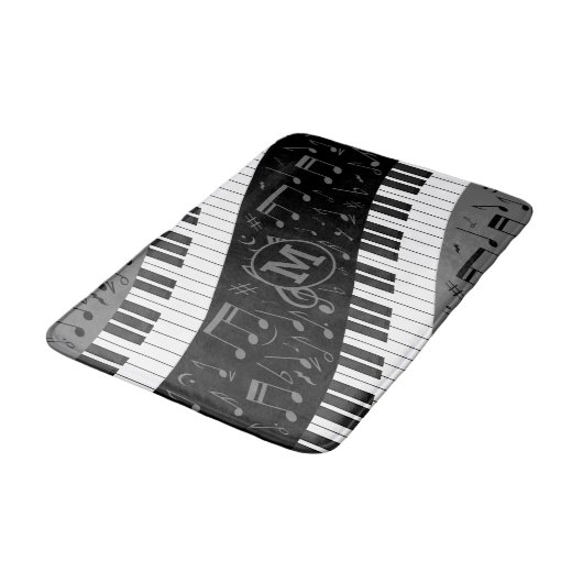 Monogrammed curve piano toetsen en muzieknoten badmat (Gekanteld)