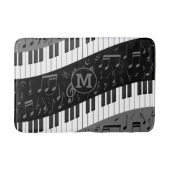 Monogrammed curve piano toetsen en muzieknoten badmat (Voorkant)