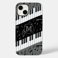 Monogrammed curve piano toetsen en muzieknoten