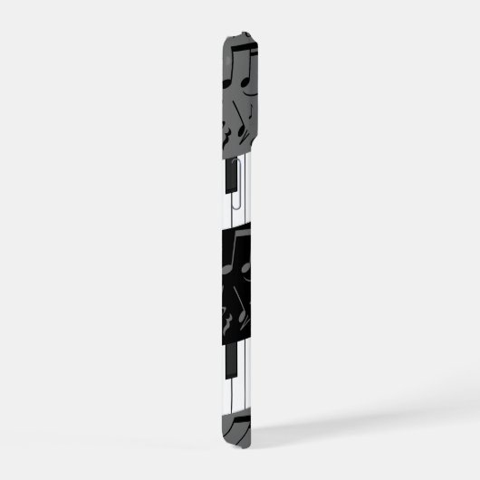 Monogrammed curve piano toetsen en muzieknoten iPhone 15 case (Rechterkant)