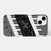Monogrammed curve piano toetsen en muzieknoten iPhone hoesje (Achterkant horizontaal)