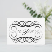 Monogrammed Custom Invite/Bedankt Opmerking RSVP Kaartje (Staand voorkant)