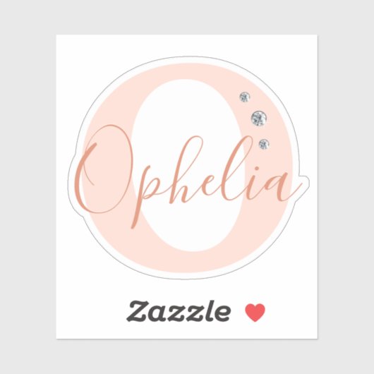 Monogrammed Custom Name Elegant Faux Diamonds Sticker (Vel)