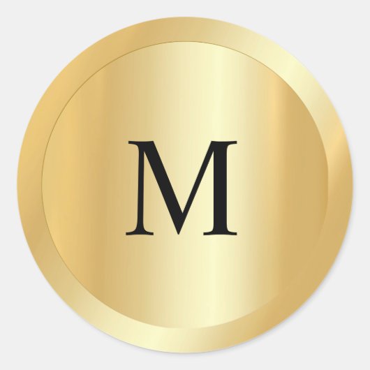 Monogrammed Custom Sjabloon Faux Gold Elegant Ronde Sticker (Voorkant)