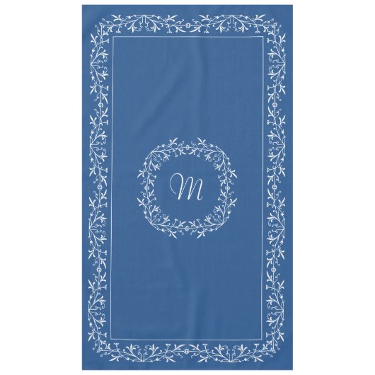 Monogrammed Custom Text Blue  Lace Tafelkleed (Voorkant)