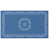 Monogrammed Custom Text Blue  Lace Tafelkleed (Voorkant (Horizontaal))