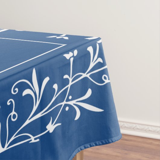 Monogrammed Custom Text Blue  Lace Tafelkleed (Voorbeeld)
