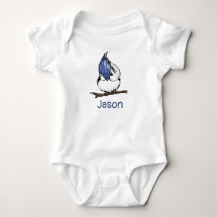 Monogrammed Cute Blue Jay Baby Animal Romper
