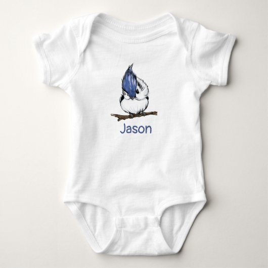 Monogrammed Cute Blue Jay Baby Animal Romper (Voorkant)