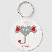 Monogrammed Cute Elephant Sleutelhanger (Voorkant)