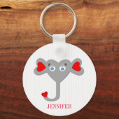 Monogrammed Cute Elephant Sleutelhanger (Voorkant)
