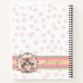 Monogrammed Cute Kitten Floral Pink Star Notitieboek (Achterkant)