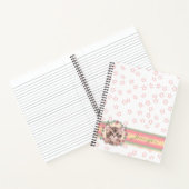 Monogrammed Cute Kitten Floral Pink Star Notitieboek (Binnen)
