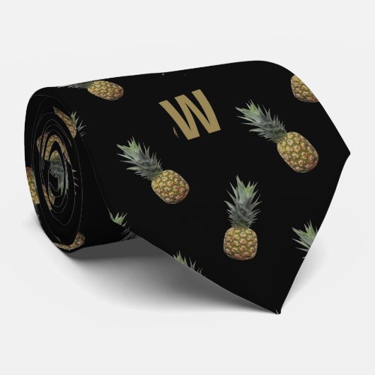 Monogrammed Cute Little Pineapple Print Stropdas (Opgerold)