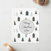 Monogrammed Cute Patroon des Pijn Tree stippen gre Notitiekaartje (Voorkant / Achterkant in situ)