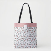 Monogrammed Cute Pink Floral Flowers Pattern Tote Bag (Voorkant)