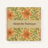 Monogrammed cute rustic kraft paper William Morris Notitieboek (Voorkant)
