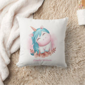 Monogrammed Cute Waterverf Smiling Unicorn Kussen (Deken)