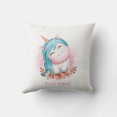 Monogrammed Cute Waterverf Smiling Unicorn Kussen (Achterkant)