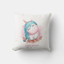 Monogrammed Cute Waterverf Smiling Unicorn