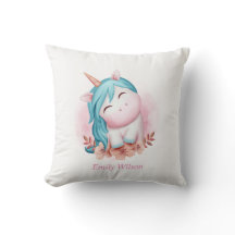 Monogrammed Cute Waterverf Smiling Unicorn