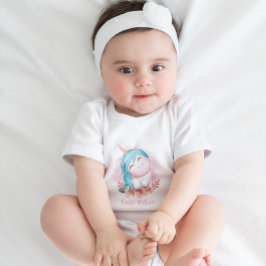 Monogrammed Cute Waterverf Smiling Unicorn Romper