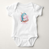 Monogrammed Cute Waterverf Smiling Unicorn Romper (Voorkant)