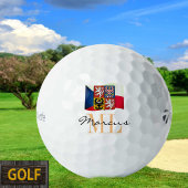 Monogrammed Czec Flag, Emblem & Czechia Golf Balls Golfballen