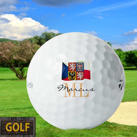 Monogrammed Czec Flag, Emblem & Czechia Golf Balls Golfballen