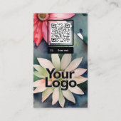 Monogrammed D Daisy Bloemen Waterverf QR Code Logo Visitekaartje (Achterkant)