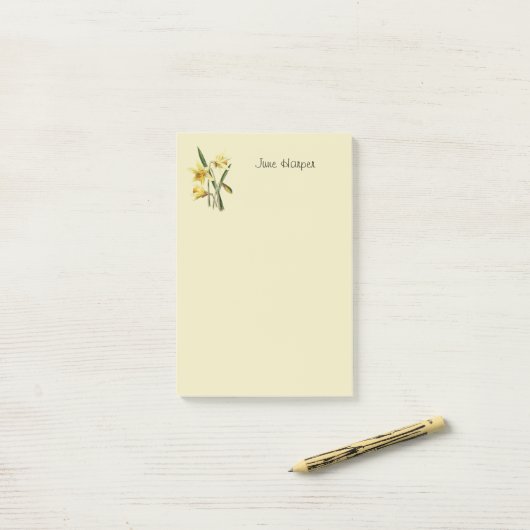 Monogrammed daffodil Post-it Notes (Op bureau)