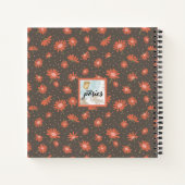 Monogrammed Daisies Coral Pink Brown Flowers Notitieboek (Achterkant)
