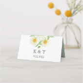 Monogrammed Daisy Flowers Place Card Plaatskaartje (Achterkant)