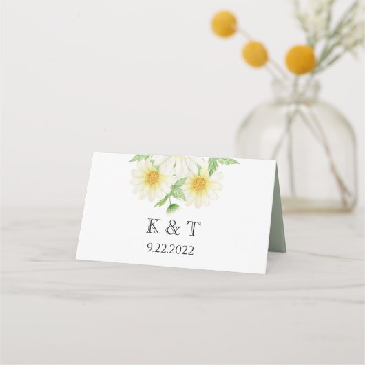 Monogrammed Daisy Flowers Place Card Plaatskaartje (Achterkant)