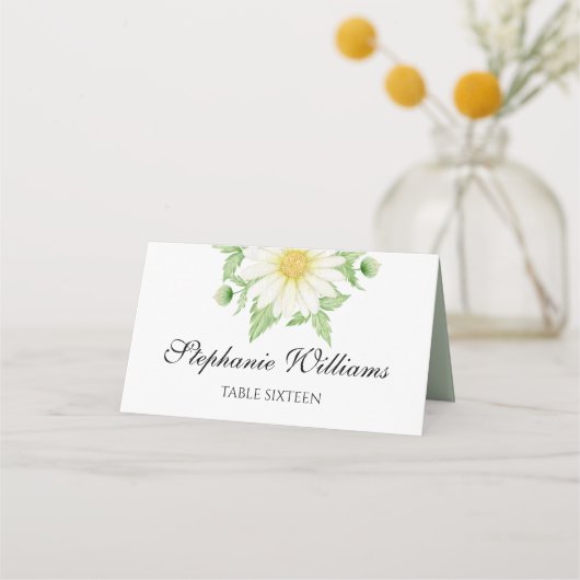 Monogrammed Daisy Flowers Place Card Plaatskaartje (Voorkant)