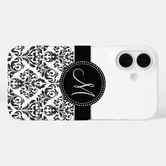 Monogrammed Damask Case-Mate iPhone Case (Achterkant (horizontaal))