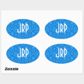 Monogrammed Damask Ovale Sticker (Vel)