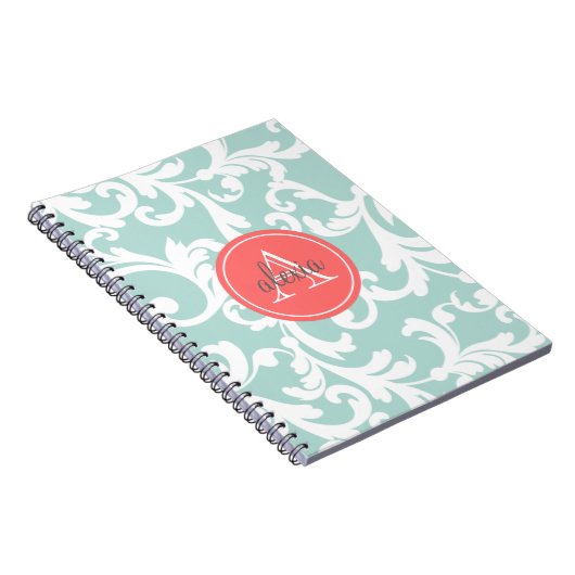 Monogrammed Damask Print Notitieboek (Rechterzijde)