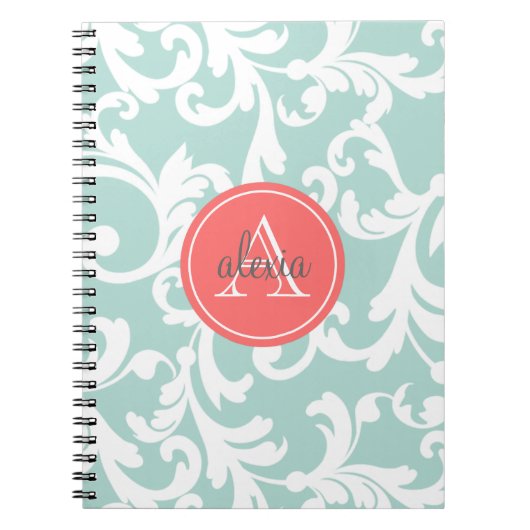 Monogrammed Damask Print Notitieboek (Voorkant)