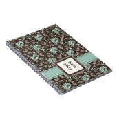 Monogrammed Damask Spiral notebook Journal Blauwgr Notitieboek (Rechterzijde)